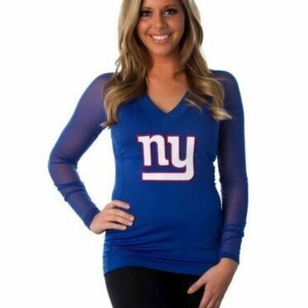 All Sport Couture NFL Womens New York Giants Wildkat Blue Shirt New